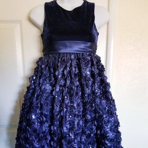 Floral Navy Blue Velvet American Princesses dress.